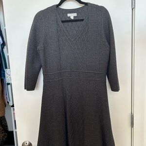 Dana Buchman Gray A-Line V-Neck Dress